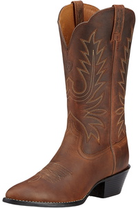 Ariat Womens Heritage Round Toe Western Boot 751702411297 - Distressed Brown